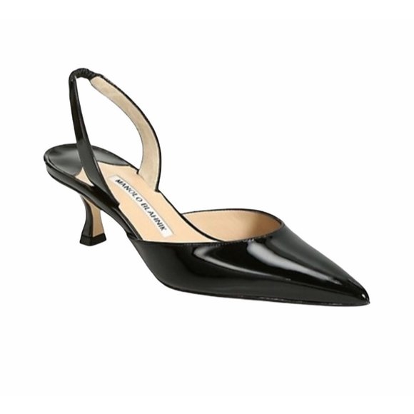 Manolo Blahnik Shoes - Manolo Blahnik Carolyne Patent Leather Slingback Heels 39.5
